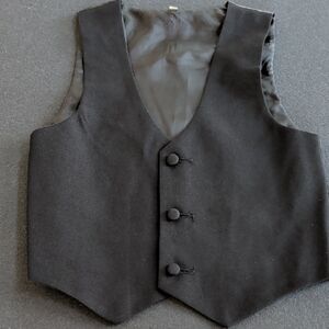Kids Black Jacket Vest and Black Pants- Brand Not Visible - Size 7